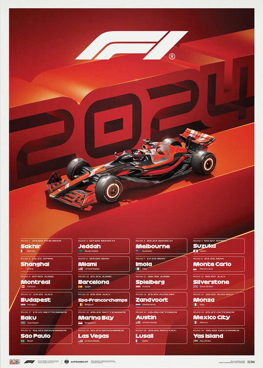 Εκτύπωση τέχνης Formula 1® - World Championship Race Calendar - 2024