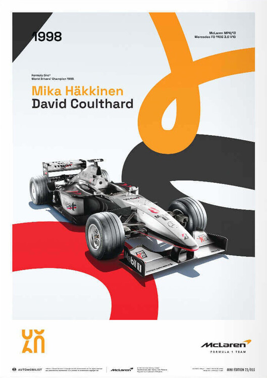 Εκτύπωση τέχνης Mclaren Racing - Mp4/13 - 60th Anniversary - 1998