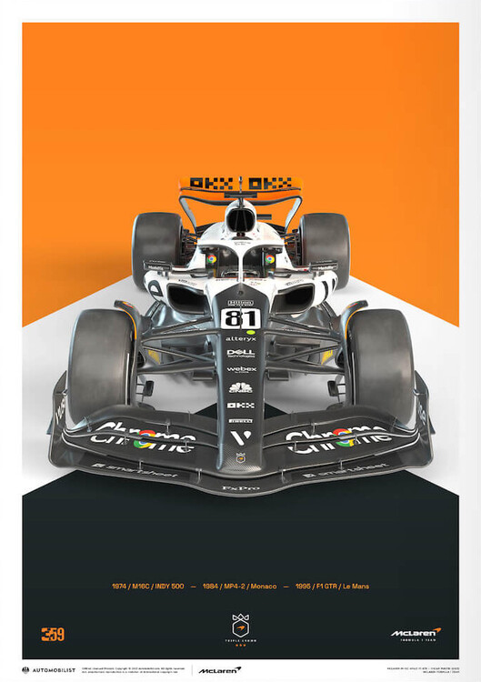 Εκτύπωση τέχνης Mclaren Formula 1 Team - Oscar Piastri - the Triple Crown Livery - 60th Anniversary - 2023