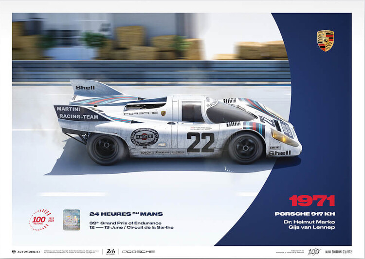 Εκτύπωση τέχνης Porsche 917 Kh - 24H Le Mans - 100th Anniversary - 1971