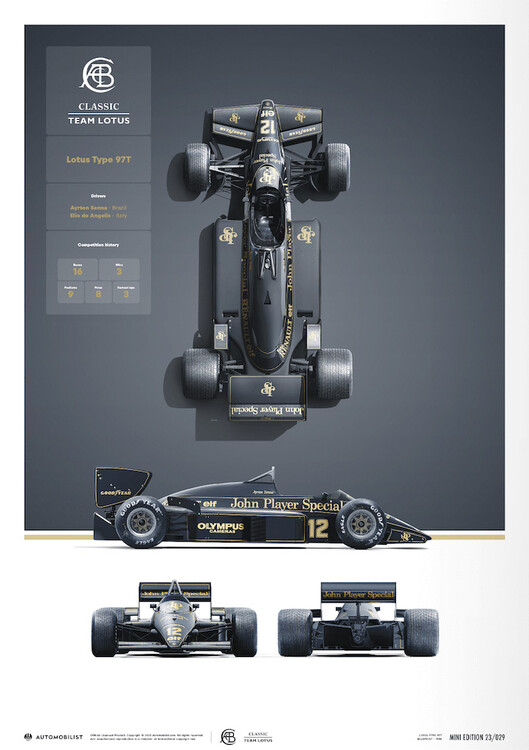Εκτύπωση τέχνης Team Lotus - Type 97T - Blueprint - 1985