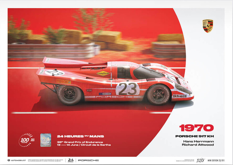 Εκτύπωση τέχνης Porsche 917 Kh - 24H Le Mans - 100th Anniversary - 1970