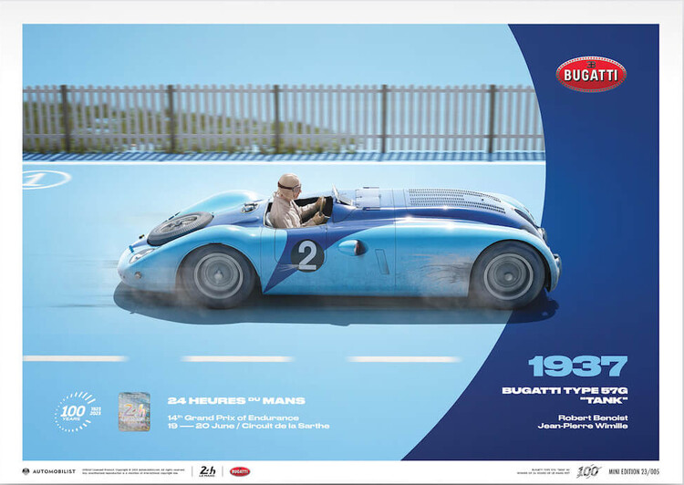 Εκτύπωση τέχνης 24H Le Mans - 100 Years - Bugatti Type 57G Tank - 1937