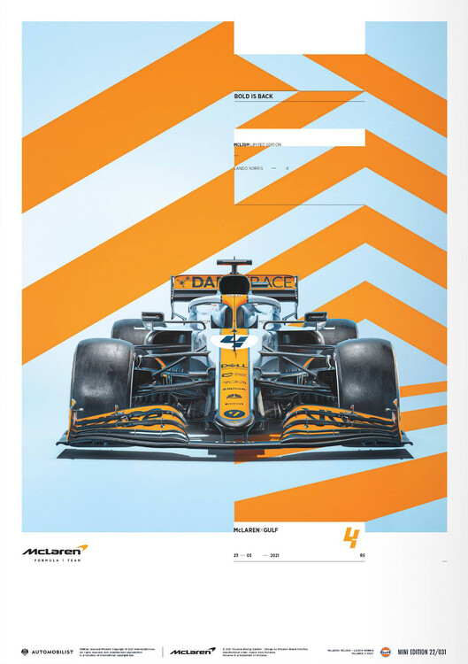 Εκτύπωση τέχνης Mclaren X Gulf - Lando Norris - 2021