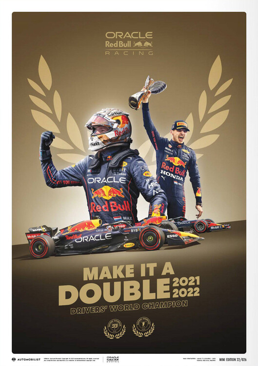Εκτύπωση τέχνης Oracle Red Bull Racing - Make It Double - Max Verstappen - 2022 F1® World Drivers' Champion