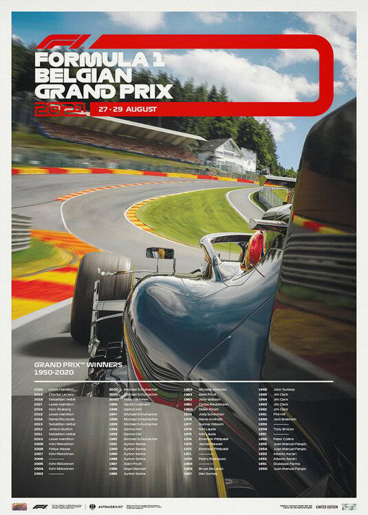 Εκτύπωση τέχνης Formula 1 Rolex Belgian Grand Prix 2021 - Limited Edition