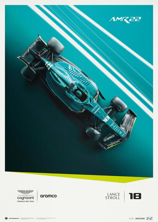Εκτύπωση τέχνης Aston Martin Aramco Cognizant Formula 1 Team - Lance Stroll - 2022 - Limited Edition