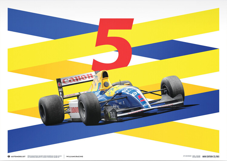 Εκτύπωση τέχνης Williams Racing - Red Five - F1® World Drivers' & Constructors' Champion - 1992 - Mini Poster