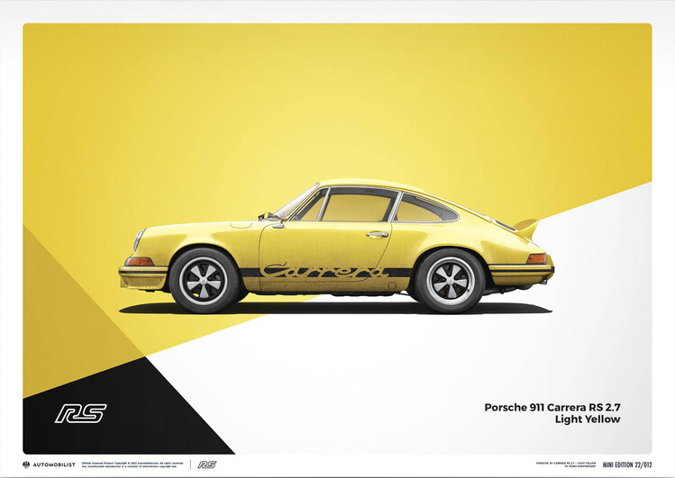 Εκτύπωση τέχνης Porsche 911 RS - 1973 - Yellow