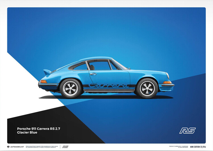 Εκτύπωση τέχνης Porsche 911 RS - 1973 - Blue