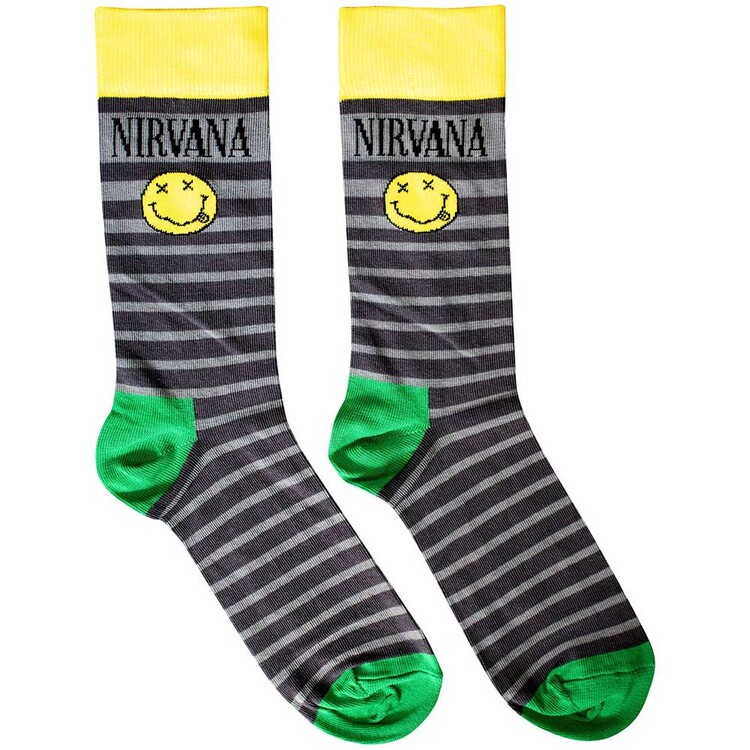 Nogavice Nirvana - Happy Face & Logo Stripes