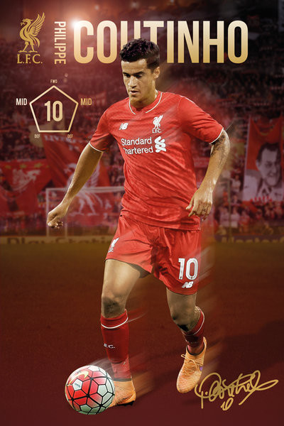 Плакат Liverpool FC - Coutinho 15/16