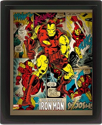 Framed 3Dposter Marvel Retro - Iron Man