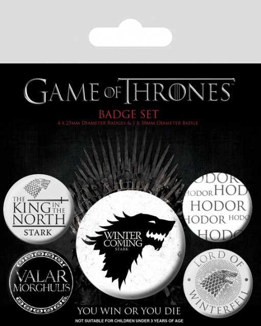 Σετ κονκάρδες Game of Thrones - Winter is Coming