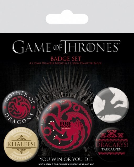 Σετ κονκάρδες Game of Thrones - Fire and Blood