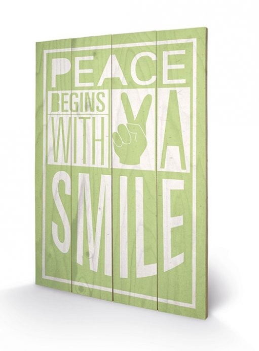 Ξύλινη τέχνη Sarah Winter - Peace Begins With A Smile