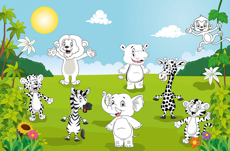 Фотошпалери Happy Animals - COLOR IT YOURSELF
