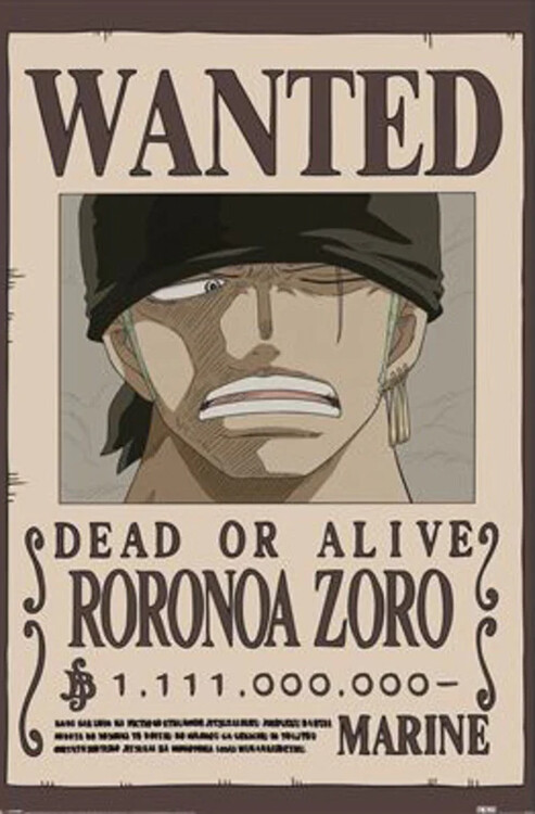 Плакат One Piece - Wanted Zoro