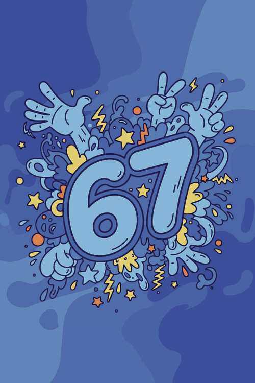 Плакат Six Seven - 67 blue