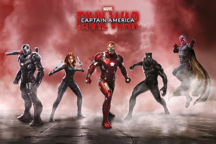 Poster Captain America: Civil War Team Iron Man Wall Art 3+1