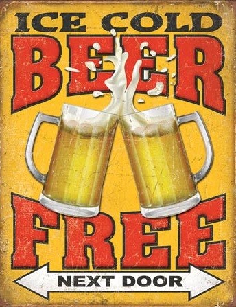 Μεταλλική πινακίδα Free Beer - Next Door
