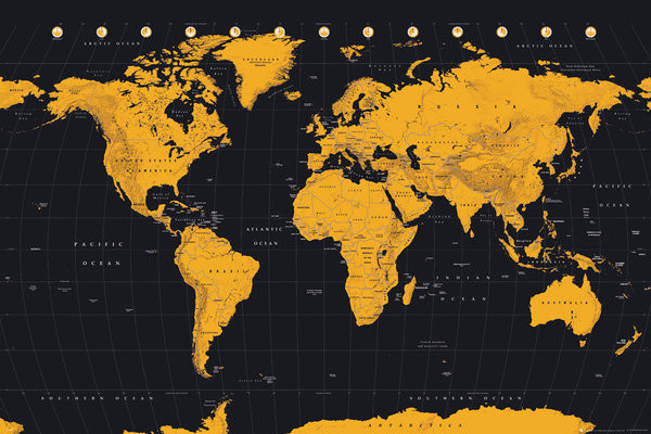 Плакат World Map - Gold World Map