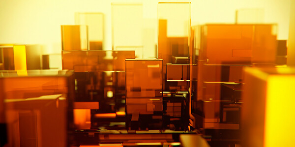 Плакат Golden Glass Cubic Structure, c.2015-2025