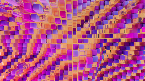 Плакат Abstract Cubic Grid Surface,  c.2015-2025
