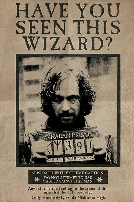 Uokvireni plakat Harry Potter - Wanted Sirius Black
