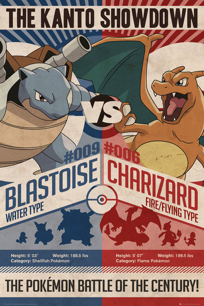 Плакат Pokémon - Red v Blue