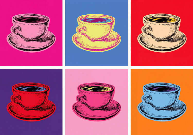 Плакат Set Coffee Mug Vector Illustration Pop Art Style
