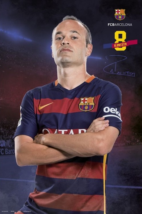 Плакат FC Barcelona - Iniesta pose 2015/2016