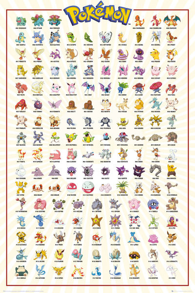 Πλαισιωμένη αφίσα Pokemon - Kanto 151