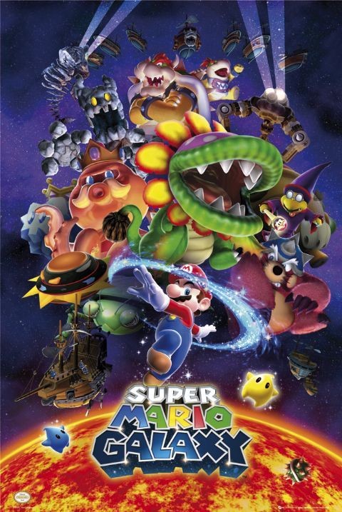 Poster Nintendo super mario galaxy Wall Art 3+1 FREE