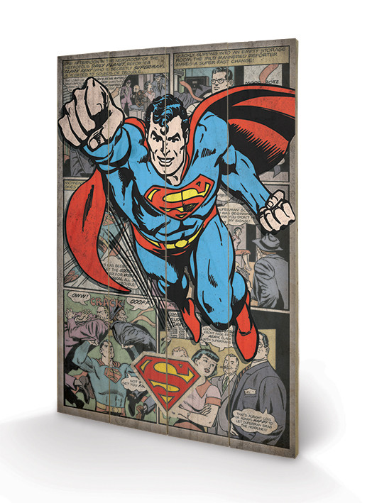 Pintura em madeira Superman - Comic Montage