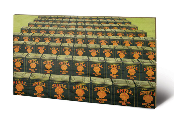 Ξύλινη τέχνη Shell - Motor Oil Cans In Line, 1925