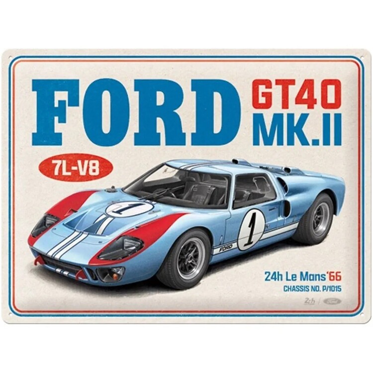 Mеталеві знак Ford - GT40 24H Le Mans 1966