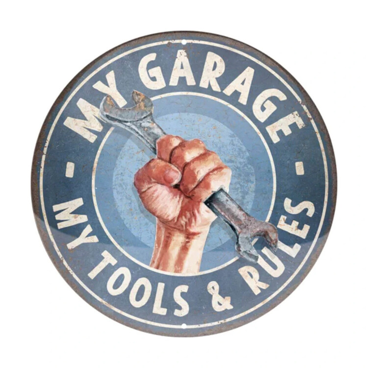 Kovinski znak My Garage - My Tools & Rules