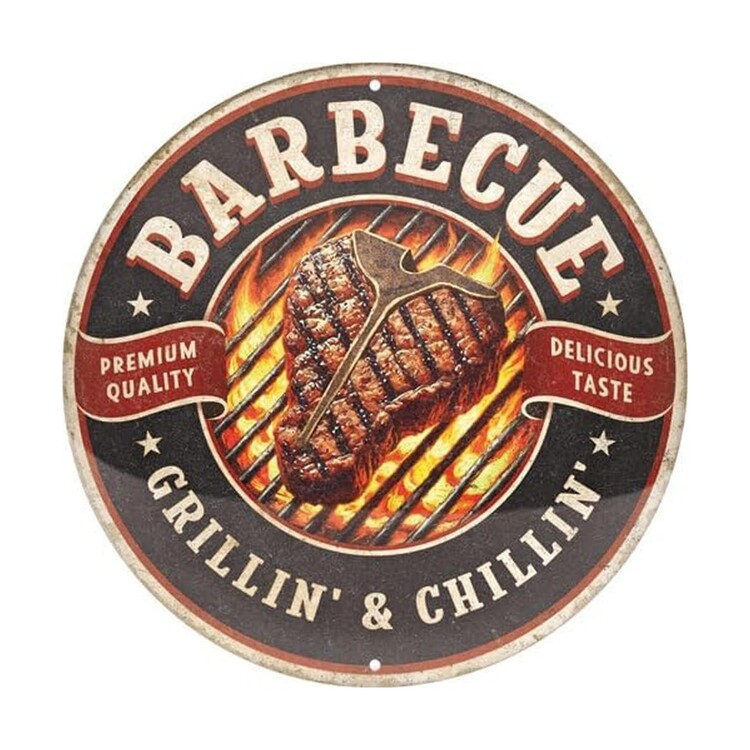 Metal sign Barbecue - Grillin' & Chillin'