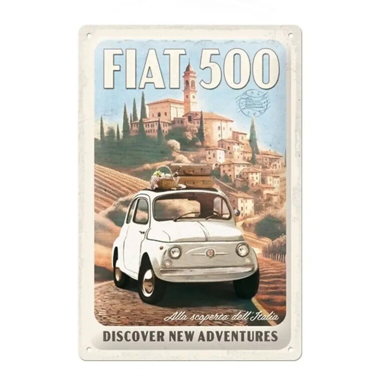 Mеталеві знак Fiat 500 - Discover New Adventures