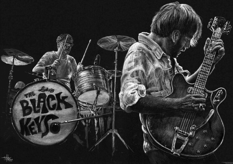 Плакат Black Keys - b/w drawing