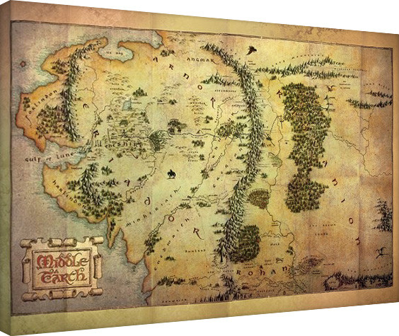 Принти на полотні Hobbit - Middle Earth Map