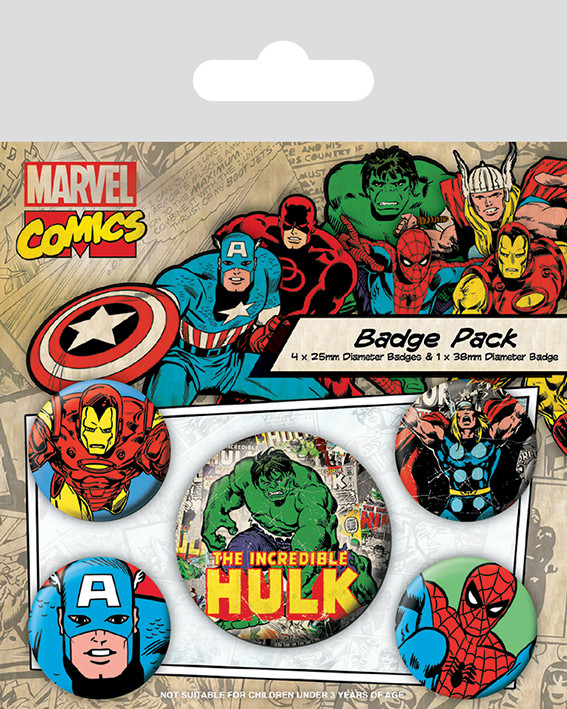 Σετ κονκάρδες Marvel Retro - Hulk