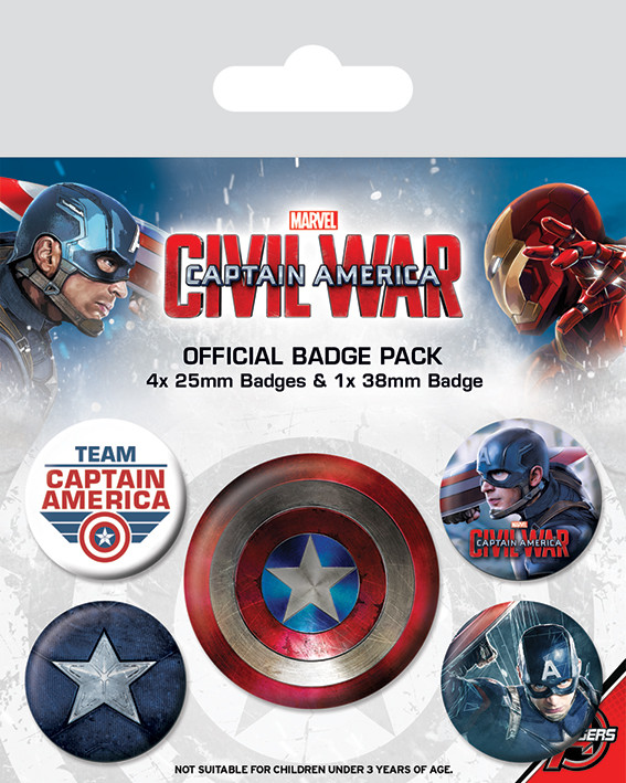 Σετ κονκάρδες Captain America Civil War - Captain America