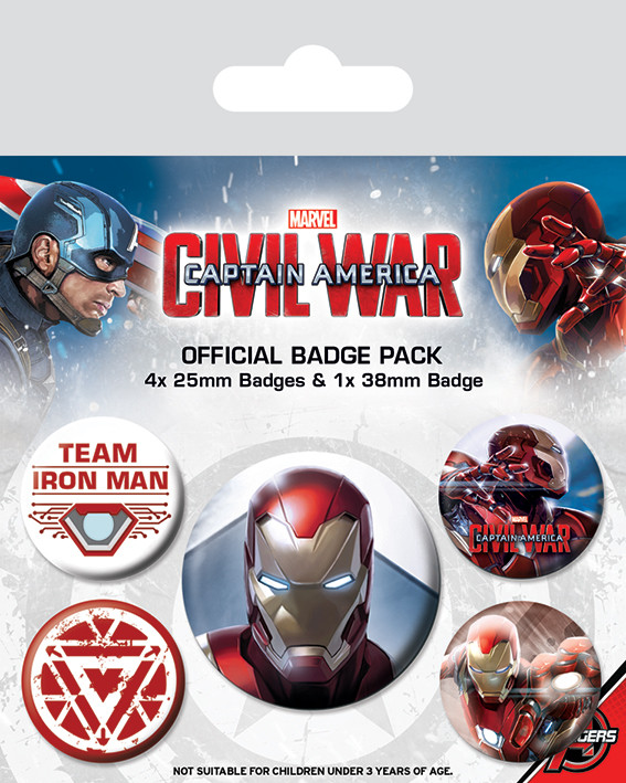 Σετ κονκάρδες Captain America Civil War - Iron Man