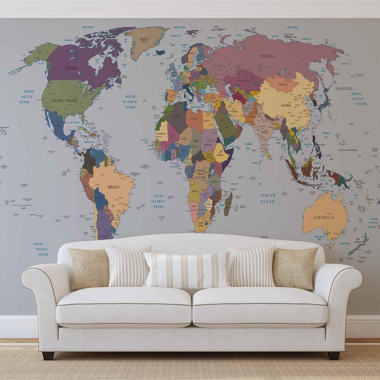 World Map Wallpaper Mural