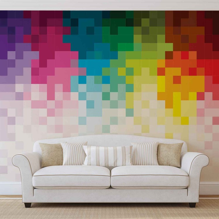 Wall Mural Rainbow Pattern Pixel