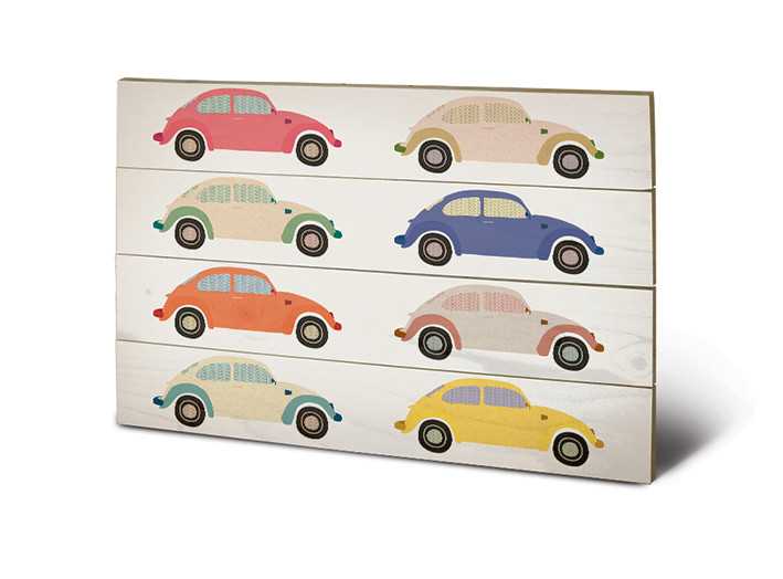 Ξύλινη τέχνη VW - Beetle Cars Pop Art