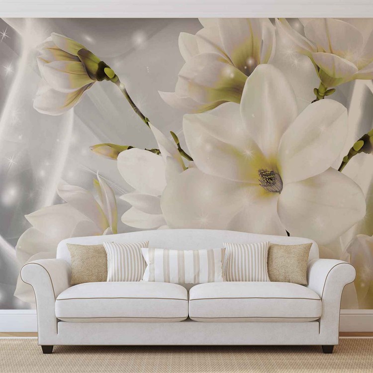 White Flowers Wallpaper Mural