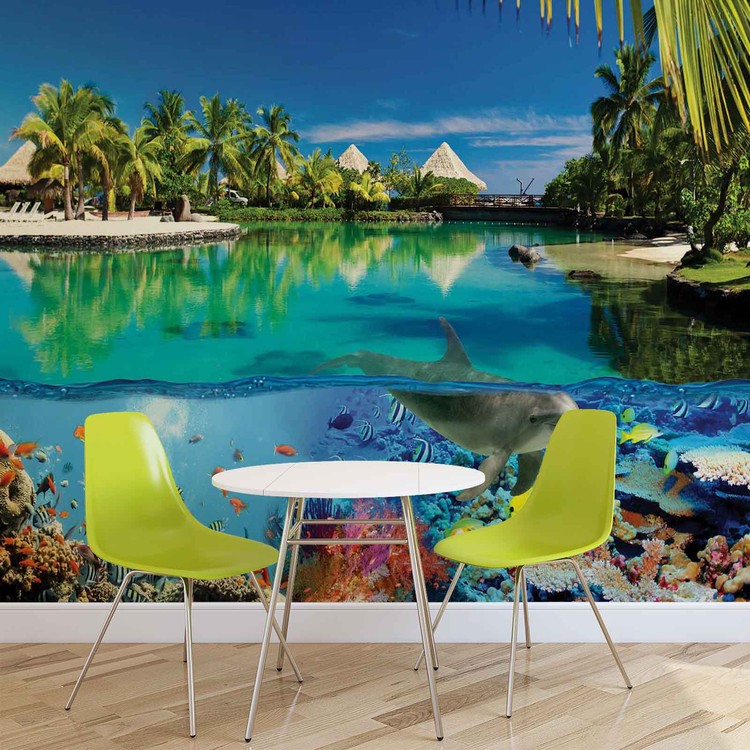 Ταπετσαρία Island Paradise With Corals Dolphin